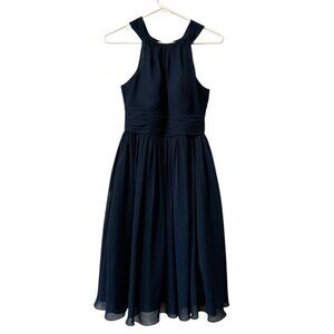 Azazie Bridesmaid Dress Blue Size A0‎ Midi A Line Flare Polyester Formal Wedding